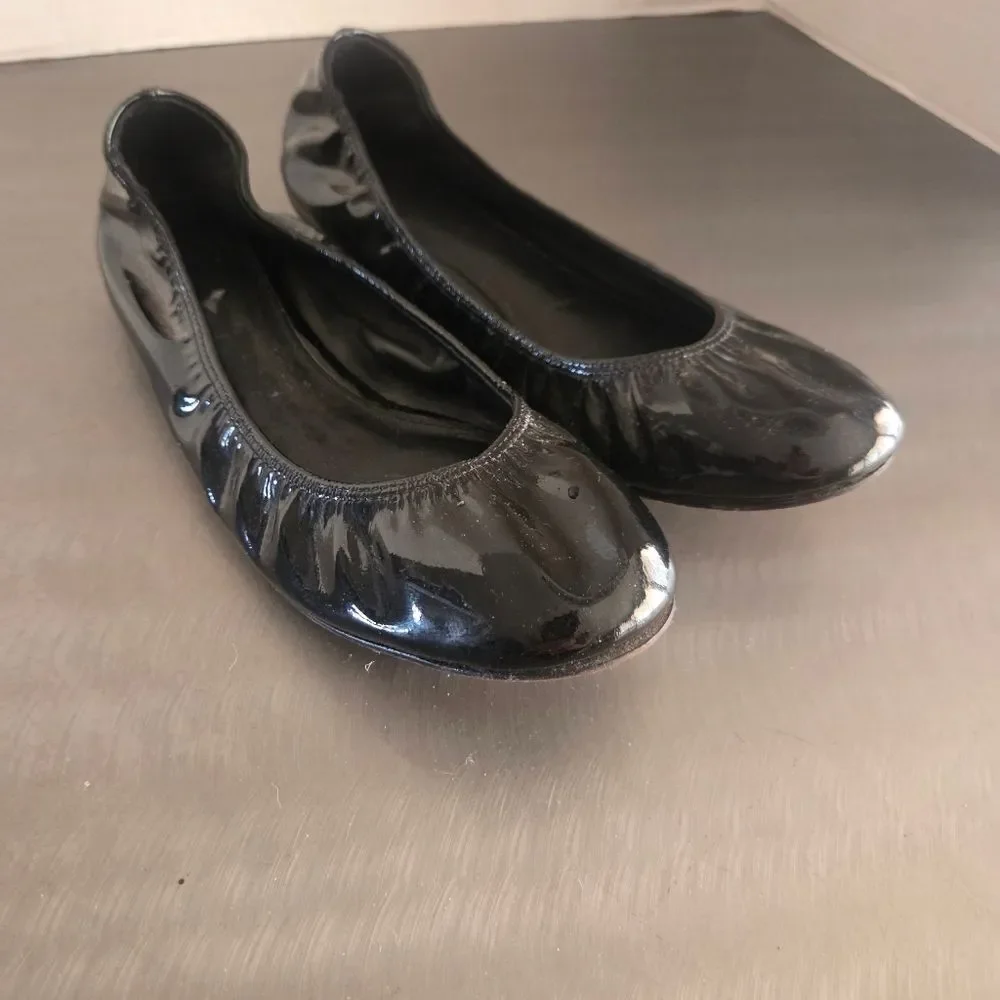 Lanvin Patent Leather Ballet Flats Round Toe Black Size 36 US 6